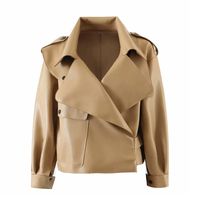 Fitaylor nowa jesienna kobiety Faux skórzana kurtka Pu motocykl Biker czerwony płaszcz kołnierz na dół luźna odzież uliczna czarny Punk odzież wierzchnia 6